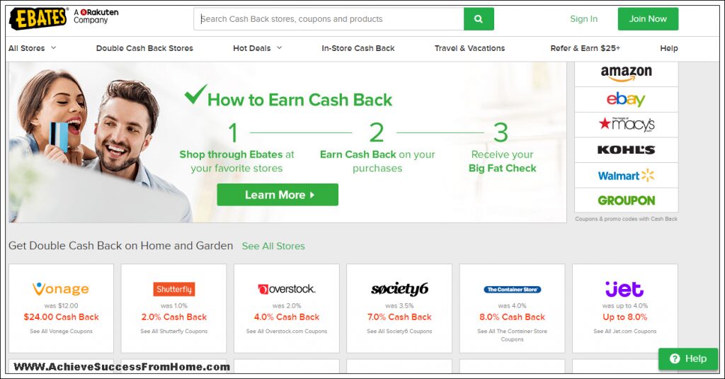 Ebates sign up screen