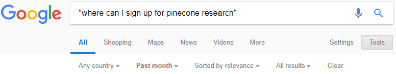 Google Search For Pinecone Research Signup