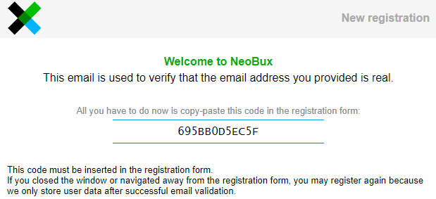 NeoBux Activation Email Code