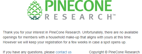 Pinecone Research No Members Accepted