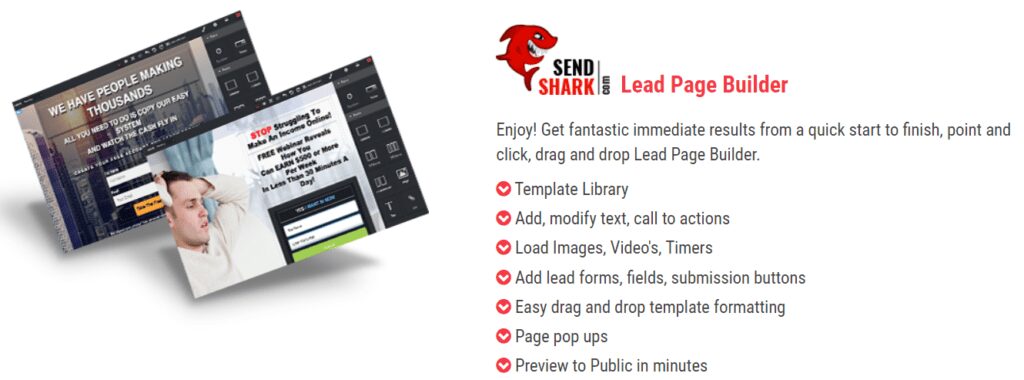 sendshark Lead capture page builder