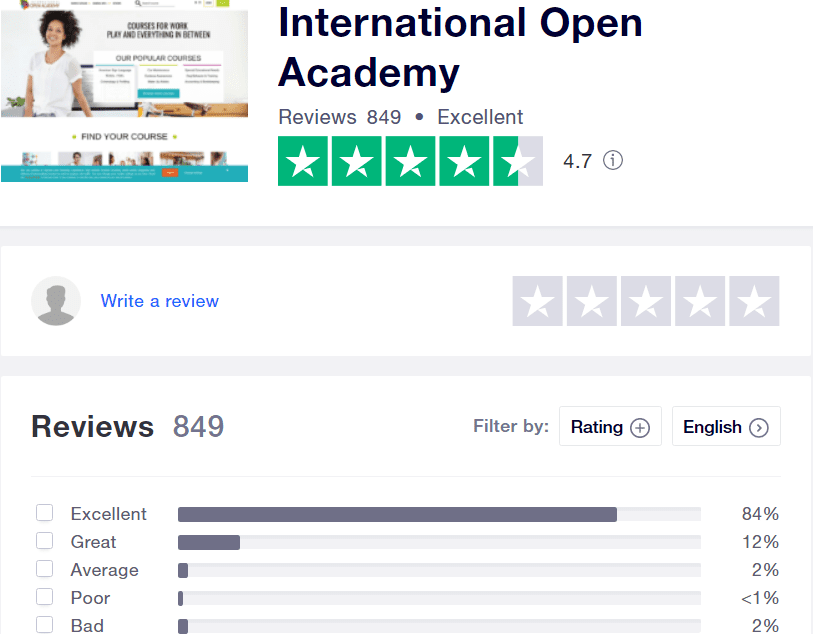 International open academy review - trust pilot