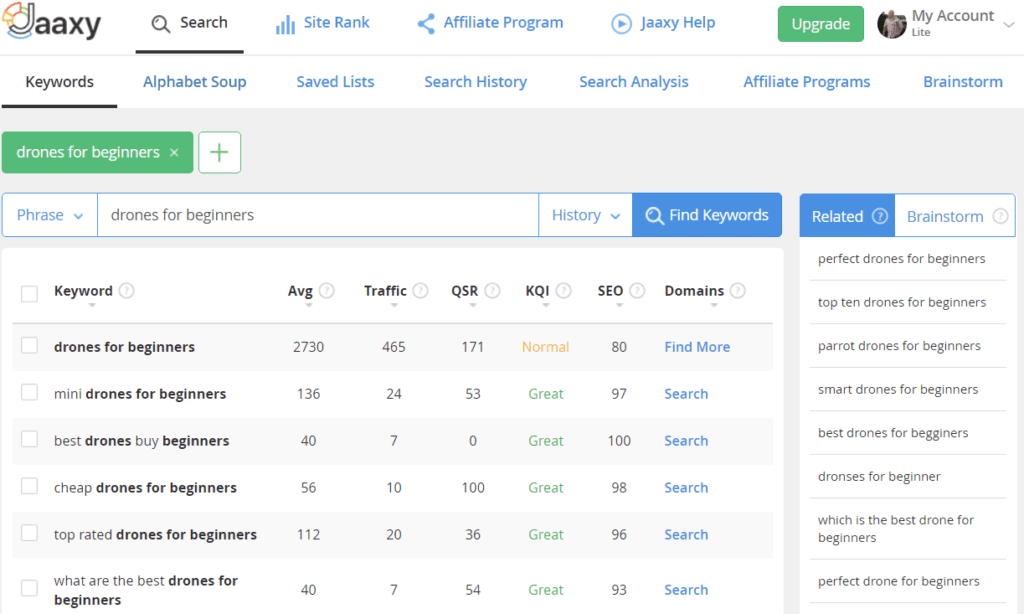 How to do keyword research for content marketing - Jaaxy and drones for beginners