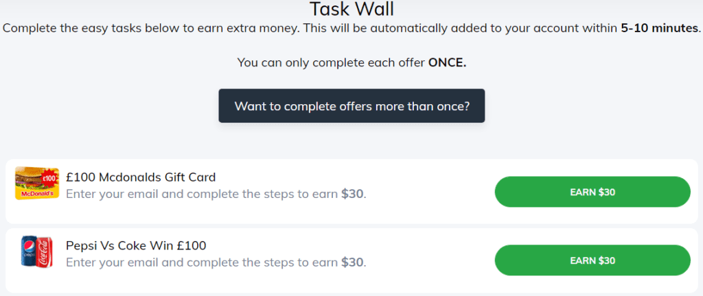 Earnbucks review - Task Wall