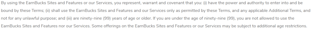Earnbucks review - if you are under 99 can't use Earnbucks sites