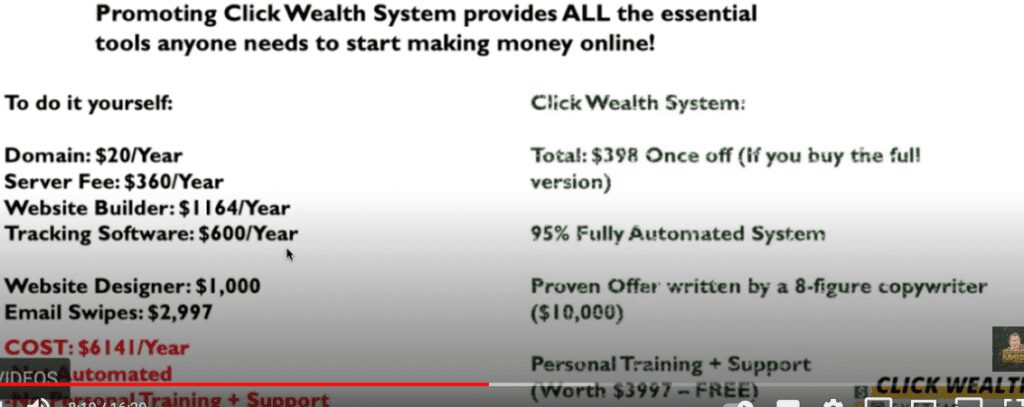 The Click wealth system review - What they say it will cost