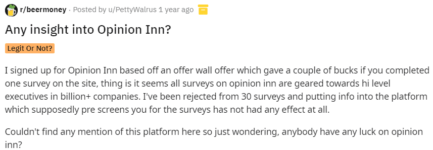 Opinion Inn Review - Reddit review