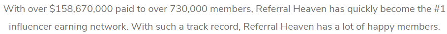 Referral heaven Review - Amount paid out