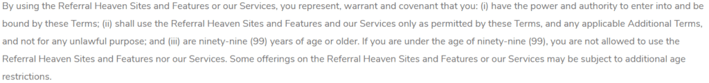 Referral heaven Review - Terms