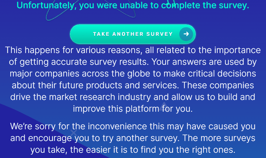 surveytime.io review - Didn't qualify