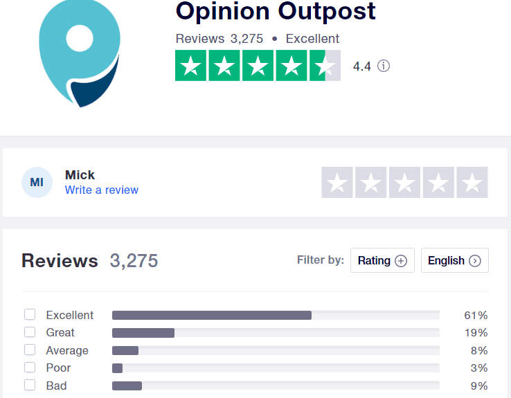 is the Opinion Outpost a scam - Trustpilot rating