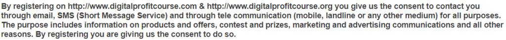 Digital Profit Course Consent to contact