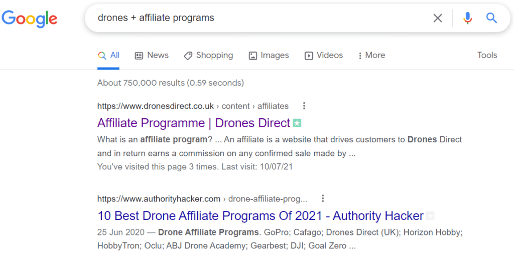 Drones and affiliate programs