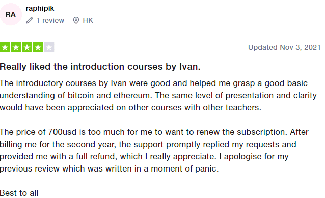 Ivan on tech review #4 from Trustpilot