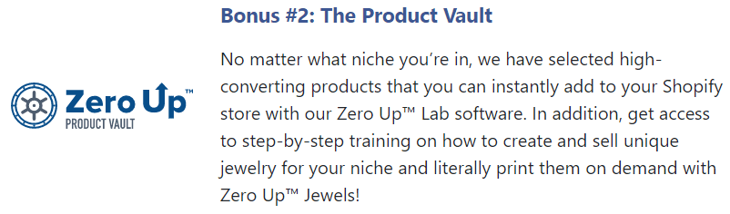 Bonus #2 - Zero Up Product Vault