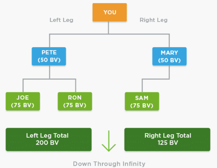 Binary structure used in the compensation plan at Anovite