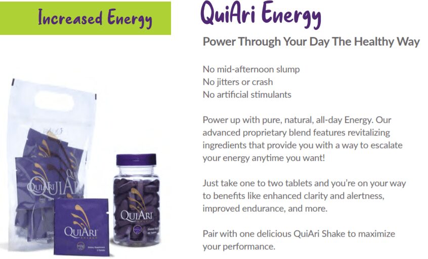 QuiAri Energy shakes to increase energy levels