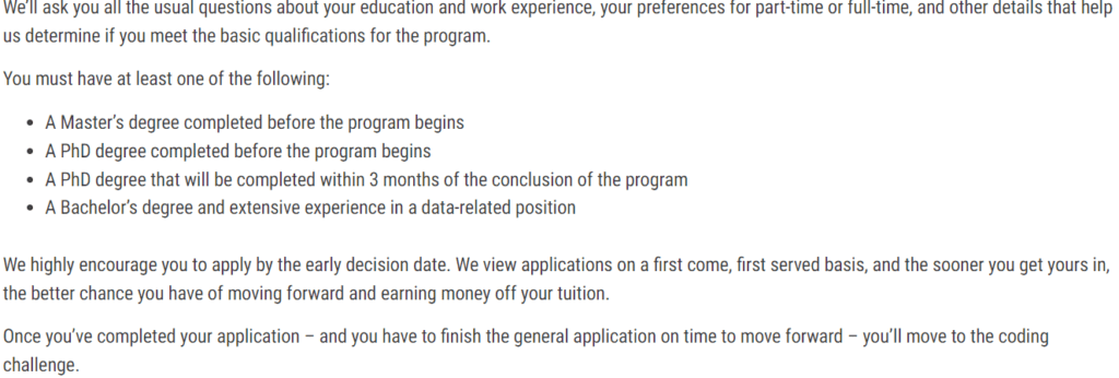 the application process