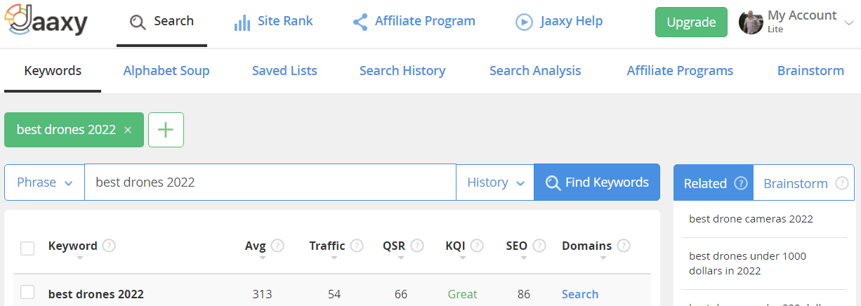 Jaaxy keyword tool