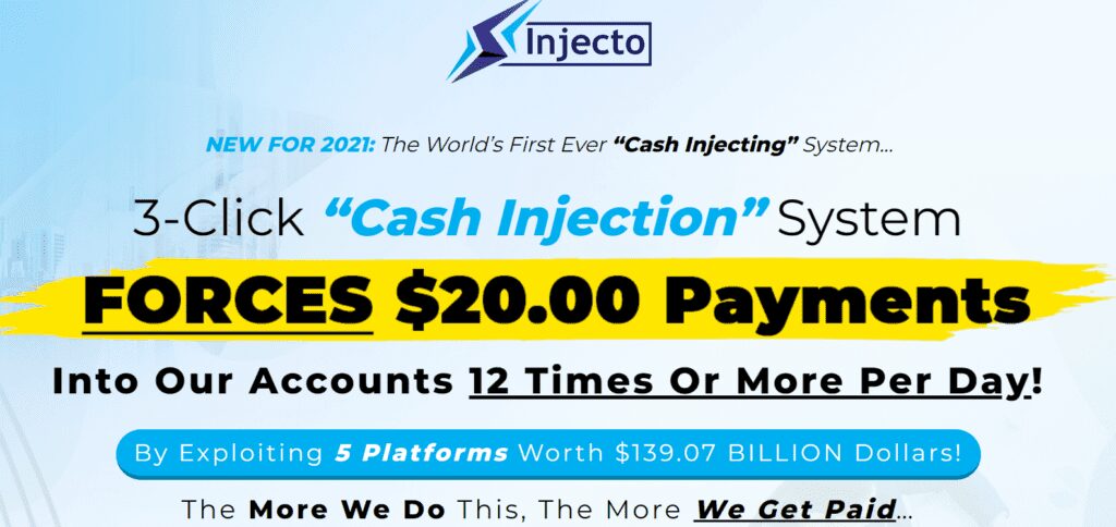 Injectos 3 Click System that claims this is all it takes to make money online