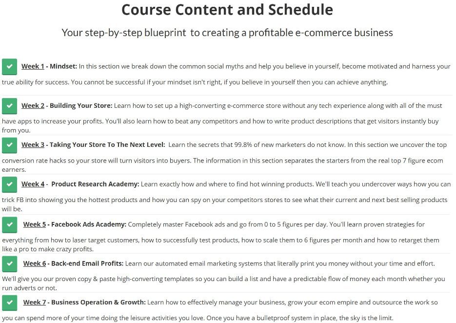 Ecom Beast 2.0 Course content