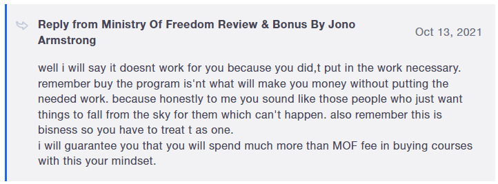 Jono Armstrong's Ministry of Freedom Review #4