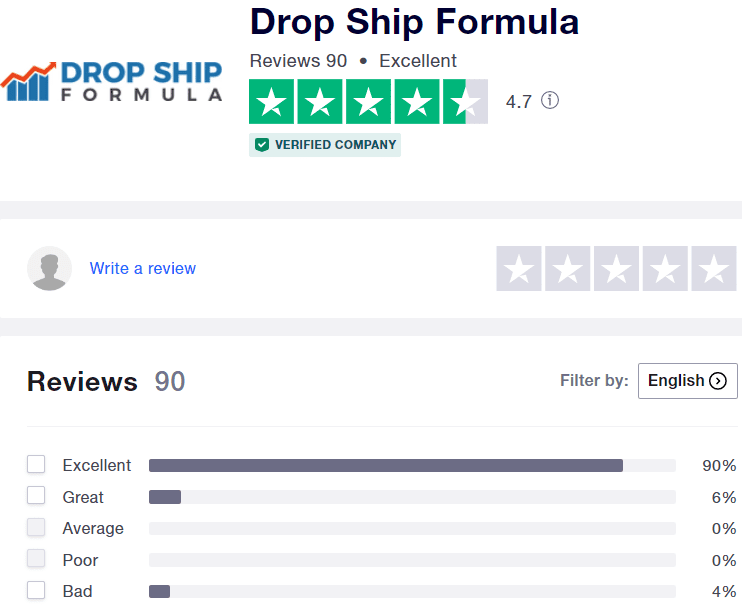 dropship formula Trustpilot rating