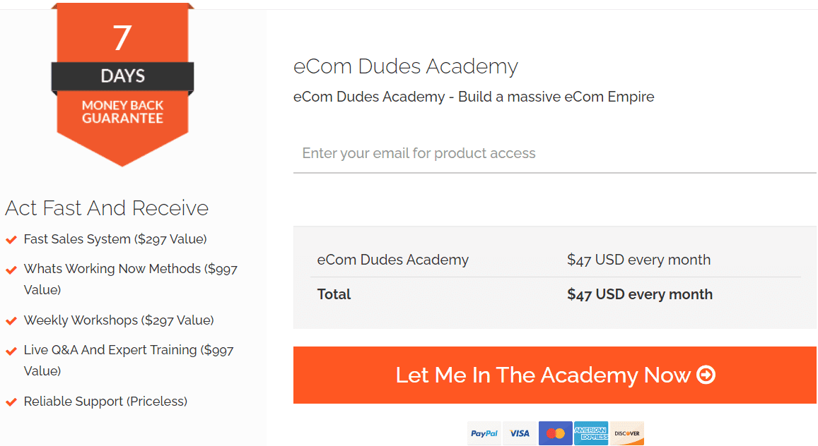 ecom dudes academy cost