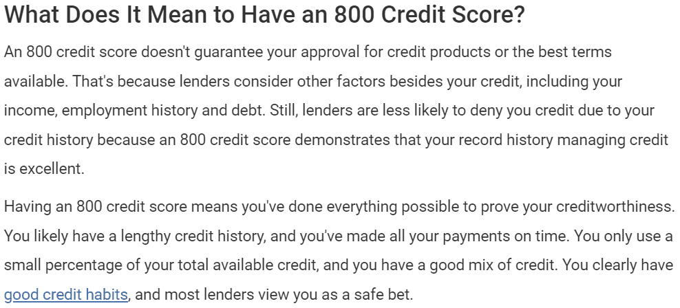 YTS Academy Review - What it means to have a credit score of 800