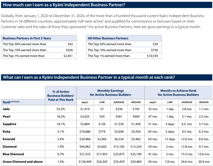 Kyani mlm review - income statement